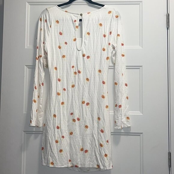 Free People Celia bodycon rose print bell sleeves mini dress size Medium - Picture 7 of 15